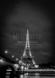 Vertical The River Seine and Eiffel Tower landscape black and white Photography
