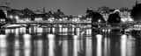 Panoramic The River Seine at Night landscape black and white Photography