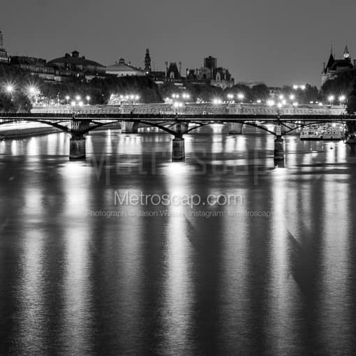 The River Seine at Night -- Paris Black and White Photography