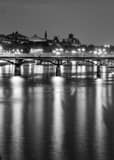 Vertical The River Seine at Night landscape black and white Photography