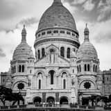 Square The Sacre Coeur on Montmartre landscape black and white Photography