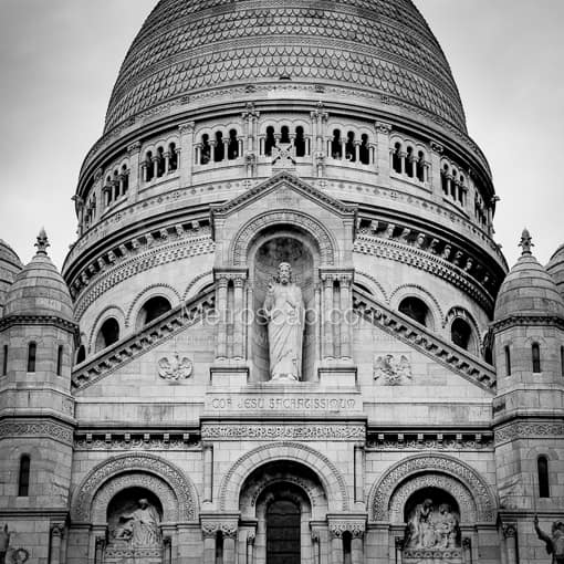 Sacre Coeur on Montmartre -- Paris Black and White Photography