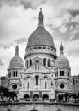 Vertical The Sacre Coeur on Montmartre landscape black and white Photography