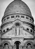Vertical Sacre Coeur on Montmartre landscape black and white Photography