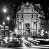 Square Saint Michel at Night landscape black and white Photography