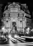 Vertical Saint Michel at Night landscape black and white Photography