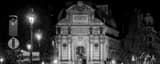 Panoramic The Saint Michel Fountain and Traffic landscape black and white Photography