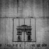 Square A Sign above the Arc de Triomphe Tunnel landscape black and white Photography