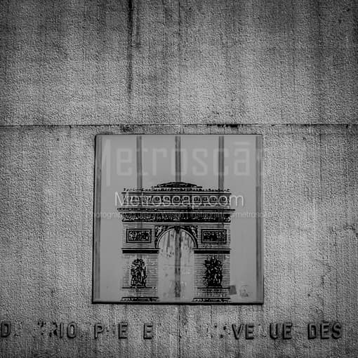 A Sign above the Arc de Triomphe Tunnel -- Paris Black and White Photography