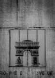 Vertical A Sign above the Arc de Triomphe Tunnel landscape black and white Photography