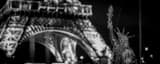 Panoramic A Small Statue of Liberty on the Back of a Boat on the Seine landscape black and white Photography