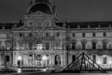 Horizontal The Sully Pavilion of the Louvre landscape black and white Photography