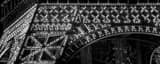 Panoramic The Base of the Eiffel Tower at Night landscape black and white Photography