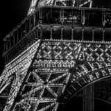 Square The Base of the Eiffel Tower at Night landscape black and white Photography