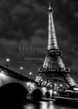 Vertical The Eiffel Tower at Night landscape black and white Photography