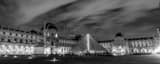 Panoramic The Louvre at Night landscape black and white Photography