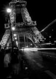 Vertical Traffic on the Pont d'Iena Bridge landscape black and white Photography