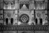Horizontal The Western Facad of Notre Dame de Paris at Night landscape black and white Photography