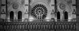 Panoramic The Western Facad of Notre Dame de Paris at Night landscape black and white Photography