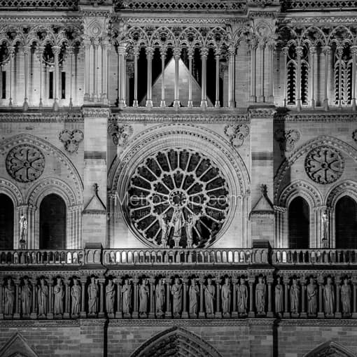 Paris Black and White Photography of The Western Facad of Notre Dame de Paris at Night The Western Facad of Notre Dame de Paris at Night -- Paris Black and White Photography