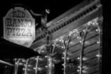 Horizontal Red Banjo Pizza in Park City black and white Pictures
