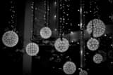 Horizontal Red Orbs in the Chimayo Windows black and white Pictures