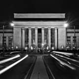 Square 30th Street Station at Night black and white Pictures