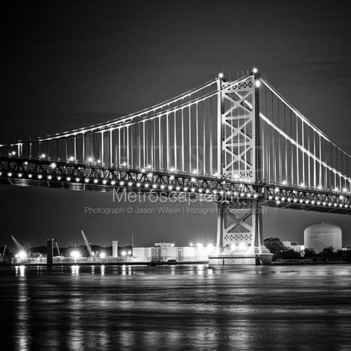 Philadelphia Black and White Photos of Cranes along the Delaware River under the Benjamin Franklin Bridge Cranes along the Delaware River under the Benjamin Franklin Bridge -- Philadelphia Black and White Photos