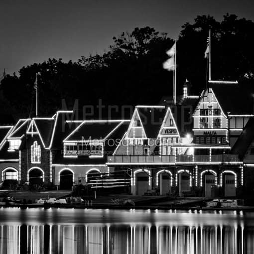 Philadelphia Black and White Photos of Close up of the Malta Row Club on Boathouse Row Close up of the Malta Row Club on Boathouse Row -- Philadelphia Black and White Photos