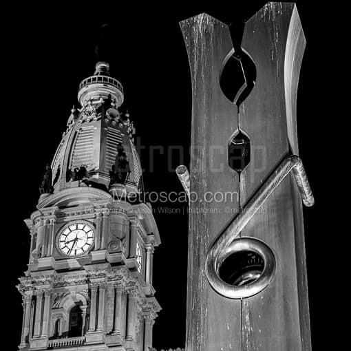 City Hall Tower and Clothespin -- Philadelphia Black and White Photos