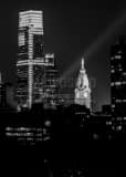 Vertical The Comcast Tower and Philadelphia City Hall at Night black and white Pictures