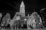 Horizontal Philadelphia City Hall and Dilworth Park at Night black and white Pictures
