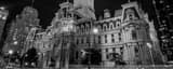 Panoramic Philadelphia City Hall and Dilworth Park at Night black and white Pictures