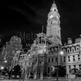 Square Philadelphia City Hall and Dilworth Park at Night black and white Pictures