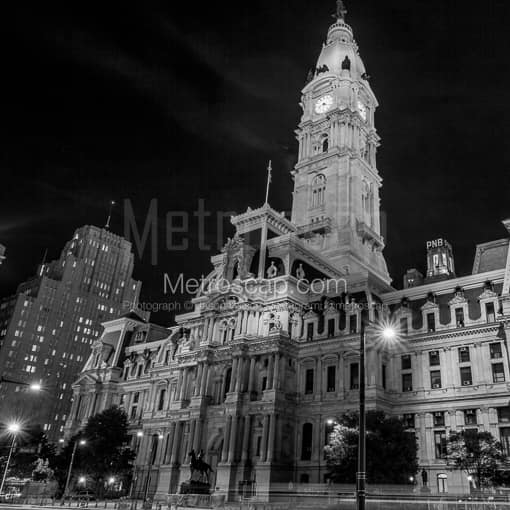Philadelphia Black and White Photos of Philadelphia City Hall and Dilworth Park at Night Philadelphia City Hall and Dilworth Park at Night -- Philadelphia Black and White Photos