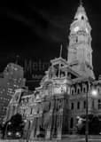 Vertical Philadelphia City Hall and Dilworth Park at Night black and white Pictures