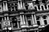 Horizontal Dont Block the Box Sign in front of Philadelphia City Hall black and white Pictures