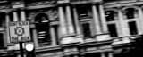 Panoramic Dont Block the Box Sign in front of Philadelphia City Hall black and white Pictures