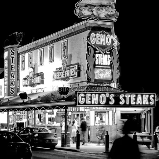 Joey Ventos Iconic Genos Steaks -- Philadelphia Black and White Photos