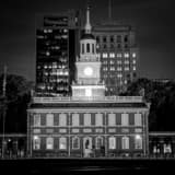 Square Independence Hall at Night black and white Pictures