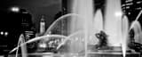 Panoramic Logan Square Fountain black and white Pictures