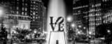 Panoramic The Love Sculpture at Night black and white Pictures