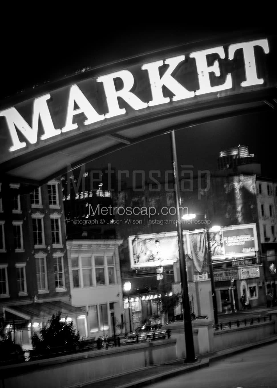 The Market Street Sign black and white Photography