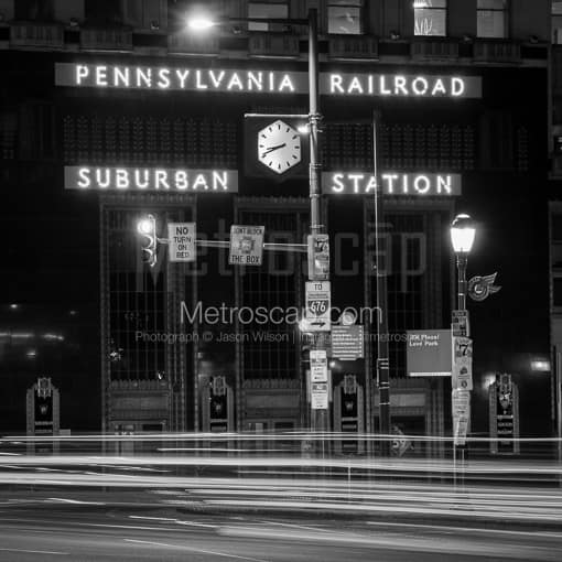 Philadelphia Black and White Photos of The Pennsylvania Railroad Suburban Station at JFK Plaza The Pennsylvania Railroad Suburban Station at JFK Plaza -- Philadelphia Black and White Photos