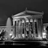 Square The Philadelphia Art Museum at Night black and white Pictures