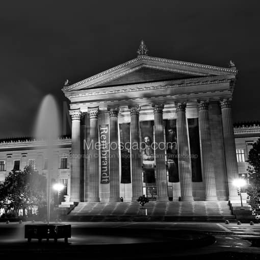 The Philadelphia Art Museum at Night -- Philadelphia Black and White Photos