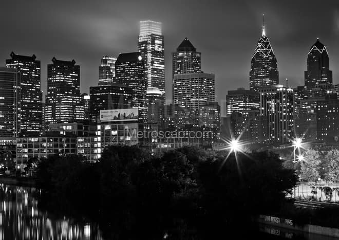 The West Half of the Philadelphia Skyline -- Philadelphia Black and White Photos