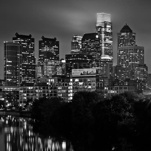 The West Half of the Philadelphia Skyline -- Philadelphia Black and White Photos