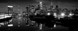 Panoramic The Philadelphia Skyline at Night from South Street black and white Pictures