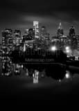 Vertical The Philadelphia Skyline at Night from South Street black and white Pictures